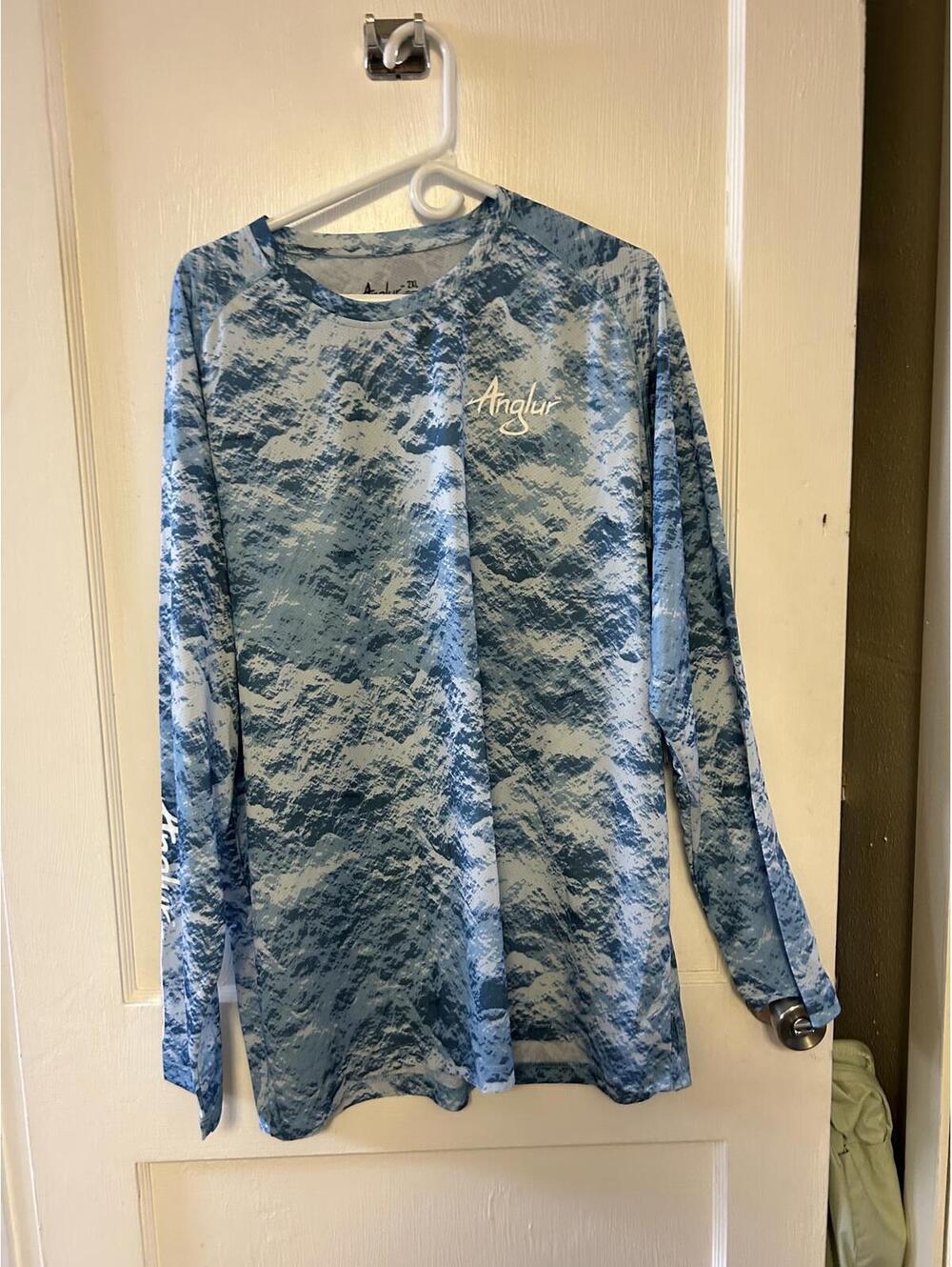 Anglur Blue Camouflage Long Sleeve Men's Shirt Size 2XL